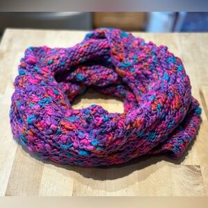 Handmade knitted infinity cowl in soft wool